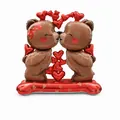 Large Valentine's Day standing kissing bear foil balloon with red hearts, size 125x150cm - Standing Kissing Bears