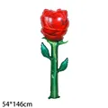 Giant red rose flower foil balloon for Valentine's Day party decoration, 54x146cm - Extra Large Artificial Rose / 43.00g