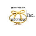 Detailed product view of a golden titanium steel bow ring with 15mm and 18mm dimensions. - Twisted Bowknot Style (JZ6763)
