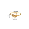 Vue détaillée d'une bague nœud dorée avec des dimensions précises en mm et pouces - Nœud en Strass (JZ8384G) / Or (JZ8384G)