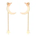 Elegant 18k gold plated star and moon dangle earrings for women with celestial design - Gold Moon Star Tassel Dangle Earrings (1963)