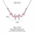 Adjustable silver bracelet with pink heart stones and a sparkling bow knot charm - Silver Bow Bracelet