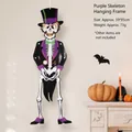 Decorazione appesa scheletro Giorno dei Morti in smoking viola per Halloween decor - Teschio con Cilindro in Carta / Viola