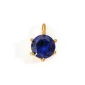 Pendente classico con zircone blu tondo e montatura in acciaio placcato oro 18 carati - Oro / Blu scuro