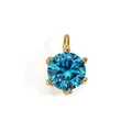 Elegante ciondolo in acciaio inossidabile placcato oro 18K con zircone blu tondo brillante - Oro / Blu lago