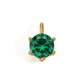 Elegante ciondolo in acciaio inossidabile placcato oro 18K con zircone verde tondo lucido - Oro / Verde