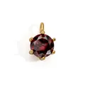 Elegante ciondolo in acciaio inossidabile placcato oro 18 carati con zircone rosso tondo - Rosso Vino (CZ06)
