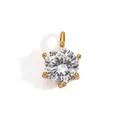 Ciondolo in zirconia tonda con montatura a sei griffe in acciaio inossidabile placcato oro 18K. - Bianco (CZ07)