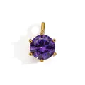 Elegante ciondolo tondo in zirconia viola in acciaio inossidabile placcato oro 18K - Viola Profondo (CZ08)