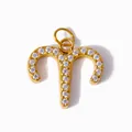 Pendentif signe du zodiaque Bélier plaqué or en acier titane avec zircons étincelants - Bélier - Or