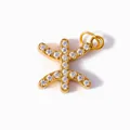 Pendentif symbole berbère Yaz en acier titane doré avec pierres en zircone cubique - Poissons - Or