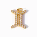 Pendentif signe zodiaque Gémeaux doré avec oxydes de zirconium pour la création de bijoux - Gémeaux - Or