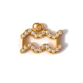 Pendentif signe du zodiaque Verseau avec cristaux étincelants en acier doré inoxydable - Verseau - Or