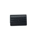 Classic black woven texture small women's wallet with flap and snap closure design - Woven Texture Style / Black