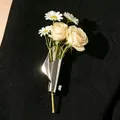 Elegante spilla a mini vaso in argento per fiori freschi su tessuto nero di classe - Solo spilla (senza fiori) (WG-1441) / Argento