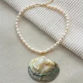 Natural shell pearl necklace for women with large iridescent pendant beach jewelry - Pearl Chain Black Shell (38+5cm)