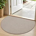 Beige halbrunde Gummifußmatte für den Eingang mit strapazierfähiger Webstruktur und Rutschfestigkeit - 50*80cm / Khaki