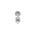 Edelstahl-Labret-Stecker mit Innengewinde und brillantem birnenförmigem Zirkonia - Einführstift / 1 Stück / Silber
