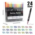Coffret de 24 marqueurs à double ligne pour le bricolage créatif et les beaux-arts - Corps Noir sans Plateau / Lot de 24 Couleurs