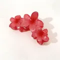 Red frangipani flower hair claw clips for women, beach style accessories - Three-Flower Style - Watermelon Red