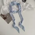 Elegant light blue skinny silk scarf perfect for hair styling or bag handle decoration - 200cm / Sky Blue
