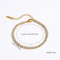 Bracelet de tennis minimaliste en acier titane doré avec des pierres de zircon rondes - Bracelet de Tennis Pavé de Zircone Complet (7729) / Or