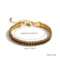 Élégant bracelet en acier titane doré avec pierres de zircon vert, style ins minimaliste - Bracelet Gaufré en Zircone Vert (70002) / Or
