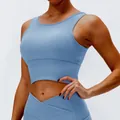 Atmungsaktive hellblaue gerippte Yoga-Weste mit hoher Elastizität für Fitness und Training - Blau