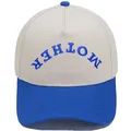 Two-tone beige and blue trucker hat featuring embroidered "MOTHER" logo on the crown. - 56-58CM Adjustable / Royal Blue Seed Beads