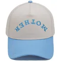 Two-tone beige and light blue trucker hat with MOTHER embroidery upside down, casual style - 56-58CM Adjustable / Sky Blue Beige
