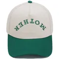 Two-tone baseball cap with upside down MOTHER embroidery in green and cream - 56-58CM Adjustable / Dark Green Beige