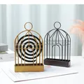 Soporte de bobina de mosquito vintage de hierro con forma de jaula, en oro y negro - Diseño de Jaula de Pájaros / Dorado