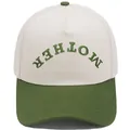 Retro two-tone trucker hat with upside down MOTHER embroidery in cream and green - 56-58CM Adjustable / Army Green Beige