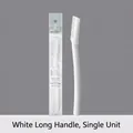 Professional white eyebrow trimmer with a long handle and protective cap for precise shaping. - White Long Handle Single