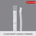 White eyebrow trimmer with short handle and transparent protective cap, single piece - Transparent Short Handle Single