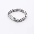 Men's double-row stainless steel wheat chain bracelet with magnetic clasp silver finish - Alloy Magnetic Clasp / 4x8mm (21cm)