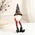 Halloween gnome doll with long striped legs and festive pumpkin print hat decoration. - Orange Style (X-Y17 C)