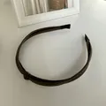 Minimalist brown leather double-strand knotted headband for elegant hair styling - Dark Brown