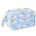 Large capacity blue pencil case with cute unicorn print and multiple zipper compartments - Unicorn