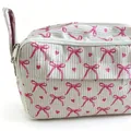 Large capacity pink bow and heart pattern corduroy pencil case with zipper closure - Pink Bow (Large)