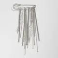 Modische silberne Sicherheitsnadel-Brosche mit mehrlagigen Quastenketten und Anhängern - Punk-Stil Mit Imitierter Türkis-Anhänger Quaste (0902) / Silber (0902)