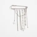 Stilvolle silberne Sicherheitsnadel-Brosche mit Sternanhängern und mehrlagigen Ketten - Stern Kette Quaste Stil (0321) / Silber (0321)
