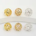 Nahaufnahme von 14k vergoldeten hohlen Deko-Zwischenperlen für DIY-Schmuck - Stil 1 / 10mm / 18K-Gold
