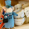 Cute needle felted mouse ornament dressed in royal blue coat and hat with pearls - Blue Rat