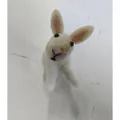 Detailed handmade white needle felted cute mouse animal figurine toy for home decoration - Pink Ear Rabbit