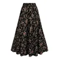 Bohemian small floral print maxi skirt with comfortable elastic waist - S / Bottoms / Brown