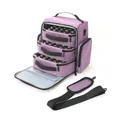 Large 3-layer purple nail polish organizer bag with removable foam dividers - Purple