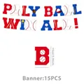 Baseball-Party-Banner 'PLAY BALL WIN ALL!' 15-teiliges Set mit 15 cm Größenangabe. - Stil 02 Banner / 15er Set