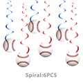 6er-Set hängende Spiralen-Partydekorationen mit Baseball-Motiv in Rot und Blau - Spiralen 6 Stück