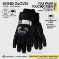 Professional winter thermal touchscreen skiing gloves for men and women, black and white - Cartoon Panda Color-block Touchscreen Style / Black
